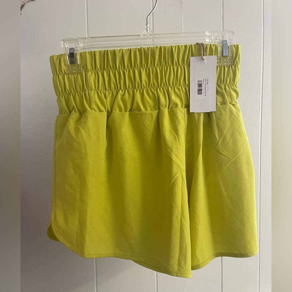 Green Athletic Shorts with Elastic Waistband
